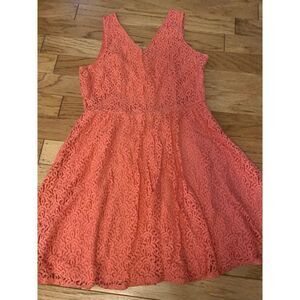 Vero Moda, women's coral sleeveless v-neck lined, laced dress size XL